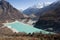 Nepal. Glacial lake at mountain Manaslu bottom