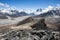 Nepal hiking path through mountain around Everest