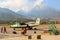 Nepal, Himalayas, Jomsom Airport - April 2015: Tourists and local people flew on a small plane to the airport in the mountains