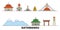 Nepal, Kathmandu flat landmarks vector illustration. Nepal, Kathmandu line city with famous travel sights, skyline