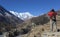 Nepal Man Scenic Landscape View Snowy Mountain Tops Annapurna Circuit Hiking Trail