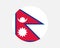 Nepal Round Country Flag. Nepali Nepalese Circle National Flag