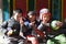 Nepalese children poses for a photo on the street