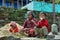 Nepalese family resting in the ground in Nepal