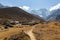 Nepalese mountain village resort houses.