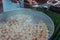 Nepalese steamed dumpling momo serving at the party. Close up image