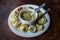 Nepalese traditional dumpling momos served with tomato chatni