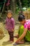 Nepali little girl living in a village with her mother