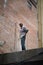 Nepali Man Standing on Unfinished Building at Thamel Kathmandu