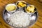 Nepali Thali meal set with curry chicken