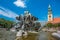 Neptunbrunnen or Neptune fountain at Alexanderplatz square, Berlin, Germany