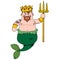 Neptune. Cartoon character is king of the sea. Cartoon drawing for gaming mobile applications
