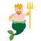 Neptune. Cartoon character is king of the sea. Cartoon drawing for gaming mobile applications