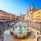Neptune fountain from above in Navona square, Rome, Italy