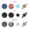 Neptune, Mars, Saturn, Uranus of the Solar System. Planets set collection icons in cartoon,black,monochrome style vector