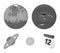 Neptune, Mars, Saturn, Uranus of the Solar System. Planets set collection icons in monochrome style vector symbol stock