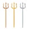 Neptune Trident Vector. Realistic 3D Silhouette Of Neptune Or Poseidon Weapon. Pitchfork Sharp Fork Object. Isolated On