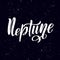 Neptune vector lettering. Neptune planet blue simple sign, logo