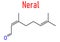Neral lemon fragrance molecule. Citral. Skeletal formula.