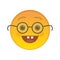 Nerd emoticon with glasses isolated element