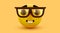 Nerd face emoji, clever emoticon with glasses. Geek or student.