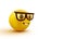 Nerd face emoji, clever emoticon with glasses. Geek or student.