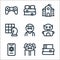 Nerd line icons. linear set. quality vector line set such as books, girl, molecule, robot, nerd, chess, college, books