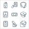 Nerd line icons. linear set. quality vector line set such as exam, microscope, smartphone, graduation hat, eye protection, retro