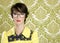 Nerd woman retro portrait 70s vintage housewife