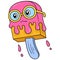 Nerdy faced summer ice cream wearing round glasses, doodle icon image kawaii