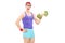 Nerdy guy holding a broccoli dumbbell