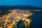 Nerja city with coastline in province of Malaga at night