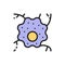 Nerve cell, neuron, human anatomy flat color line icon.