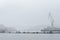 Nervion river and rontegi bridge on rainny day