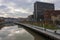 NerviÃ³n river in downtown Bilbao on an autumn cloudy day