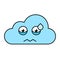 Nervous cloud emoticon outline illustration