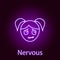 nervous girl face icon in neon style. Element of emotions for mobile concept and web apps illustration. Signs and symbols can be