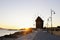 Nesebar mill in the morning sunrise