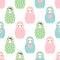 Nested doll seamless pattern. Cute wooden Russian doll - Matrioshka