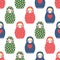 Nested doll seamless pattern. Cute wooden Russian doll - Matrioshka.