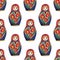 Nesting doll. The traditional symbol of Russia. Hand drawing. Vector seamless pattern