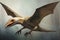 A nesting Pteranodon a giant flying reptile with a distinctive crest.. AI generation