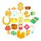 Net cash icons set, cartoon style