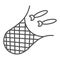 Net with fish thin line icon, fishing concept, fishnet sign on white background, Fishing net icon in outline style for