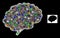 Net Mesh Brain Organ Icon with Colorful Glitter Dots