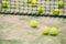 Net of outdoor green paddle court,front view,