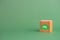 Net zero and carbon credit with wood cube block icon co2 eco on green background