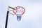 Netball goal post against clear sky during hot day