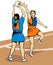 Netball player shooting