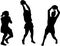 Netball players silhouette